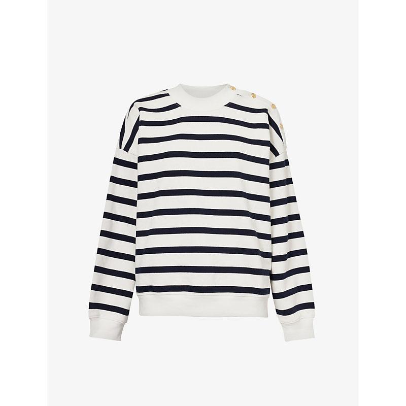 FRAME Button Stripe Sweater In Navy Multi Product Image