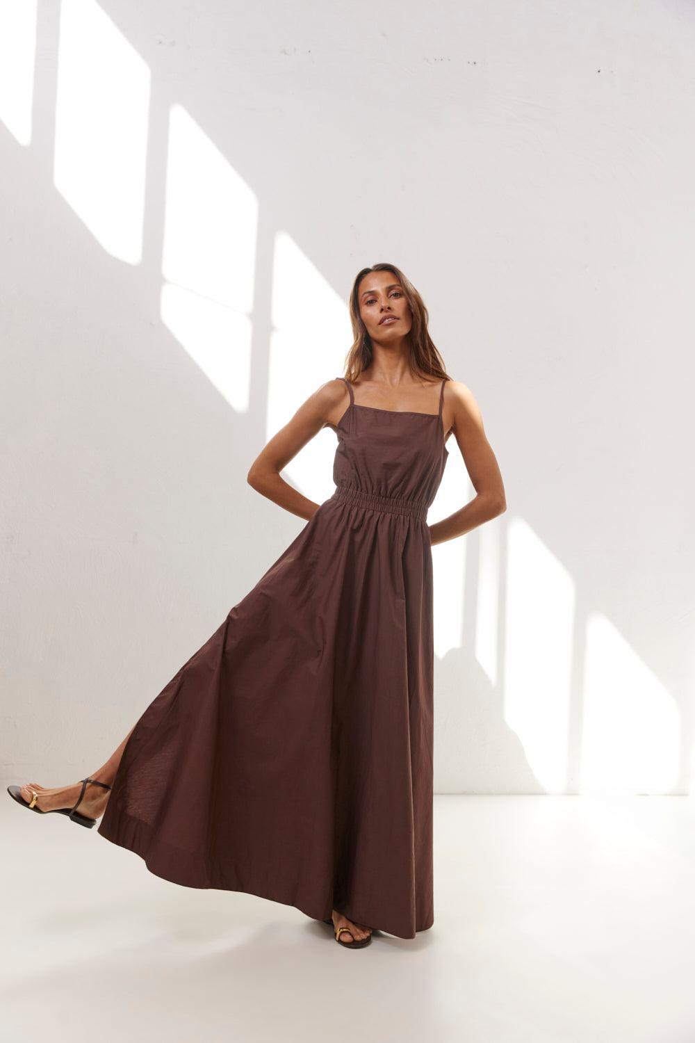 Lou Maxi Dress Chocolate Product Image