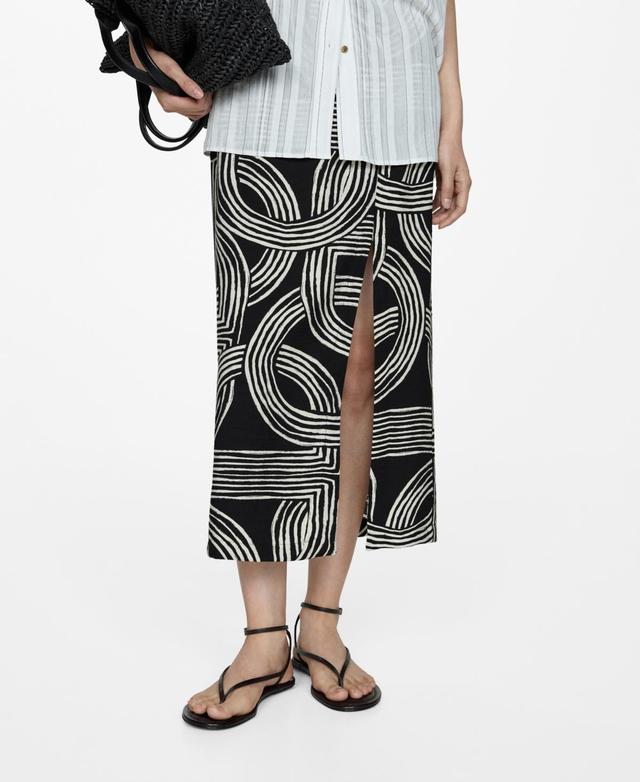 Mango Womens Slit Detail Printed Skirt Product Image