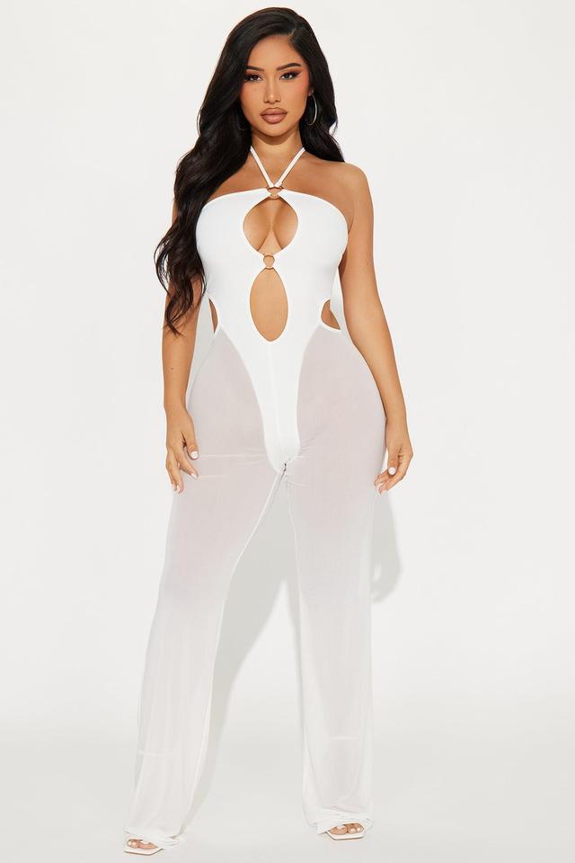 Black Widow Mesh Jumpsuit - White Product Image