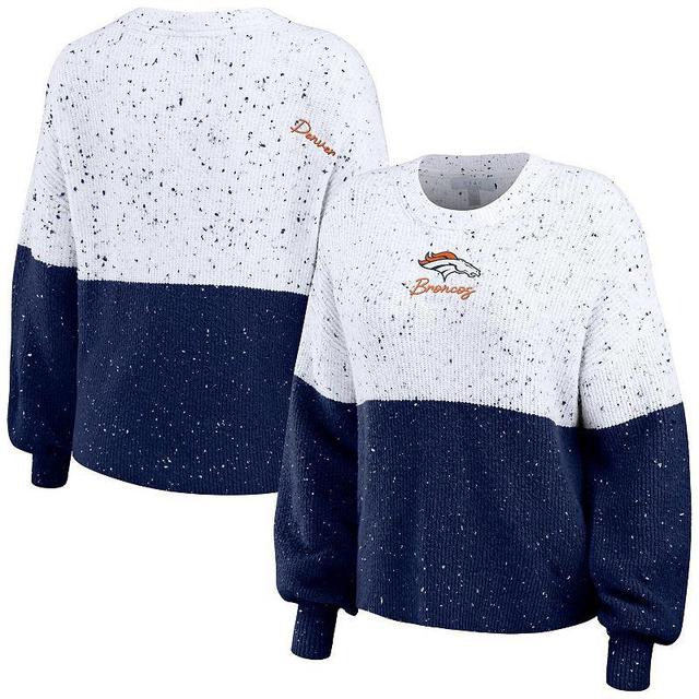 Womens WEAR by Erin Andrews /Navy Denver Broncos Color-Block Pullover Sweater Product Image