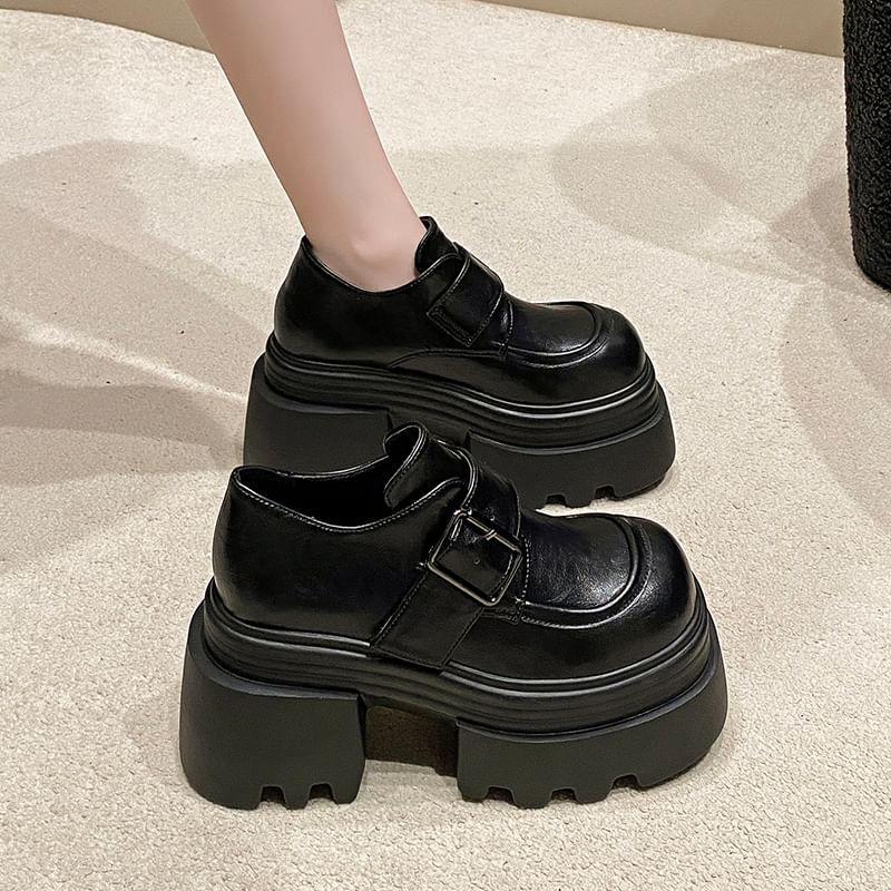 Faux Leather Platform Buckled Loafers product image