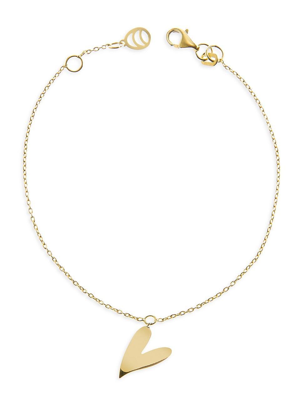 Womens Be Mine 14K Yellow Gold Heart Charm Bracelet Product Image