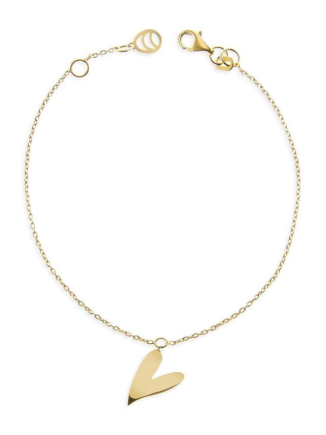 Womens Be Mine 14K Yellow Gold Heart Charm Bracelet Product Image