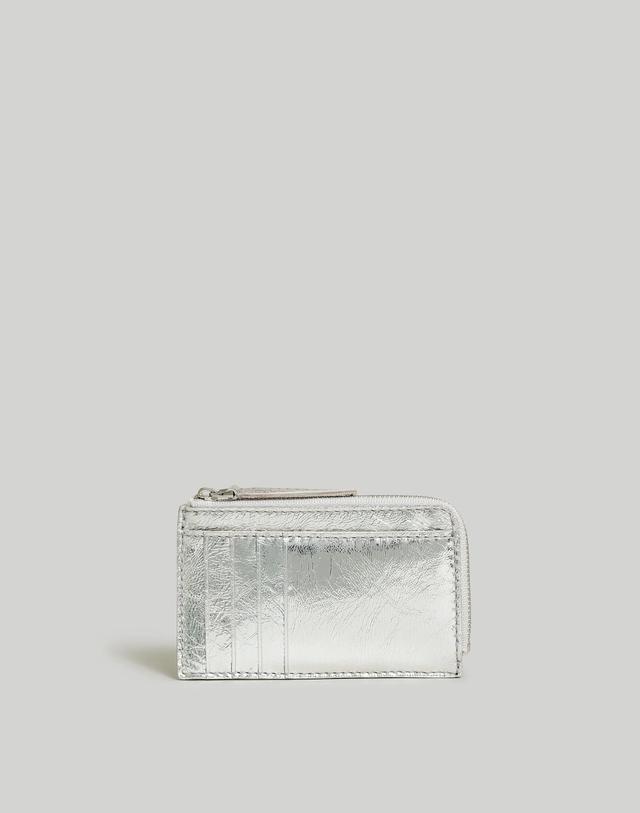 The Essential Zip Card Case Wallet in Metallic Leather Product Image