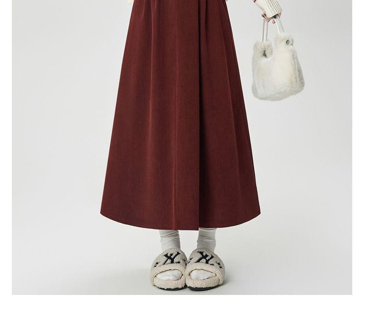 High Rise Plain Midi A-Line Skirt Product Image