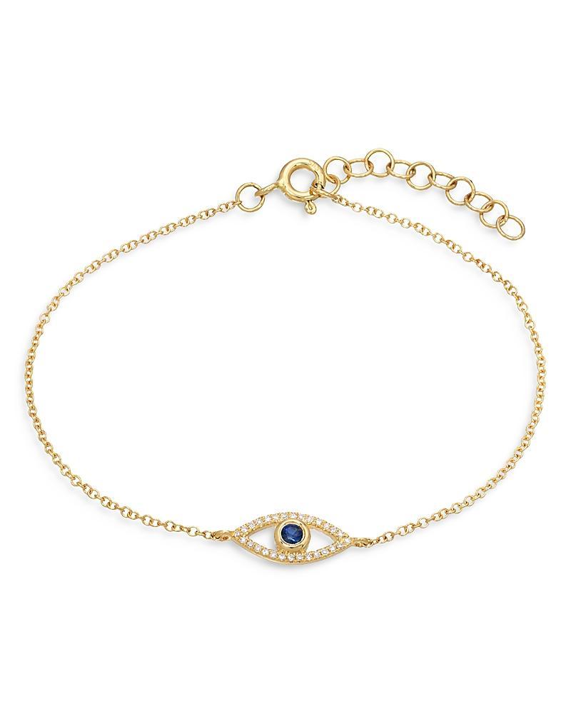 Zoe Lev 14K Yellow Gold Diamond & Blue Sapphire Evil Eye Bracelet Product Image