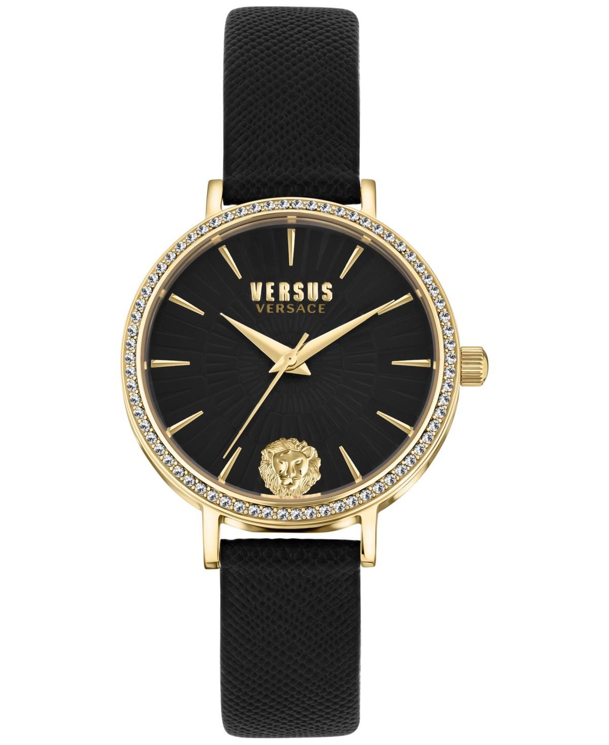 Versus Versace Womens Mar Vista Black Leather Strap Watch 34mm Product Image