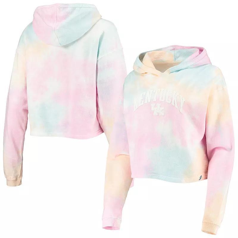 Womens League Collegiate Wear /White Kentucky Wildcats Tie-Dye Cropped Pullover Hoodie Product Image