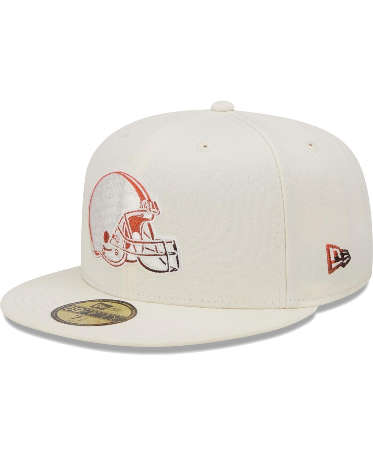 Mens New Era Cream Cleveland Browns Chrome Color Dim 59FIFTY Fitted Hat Product Image