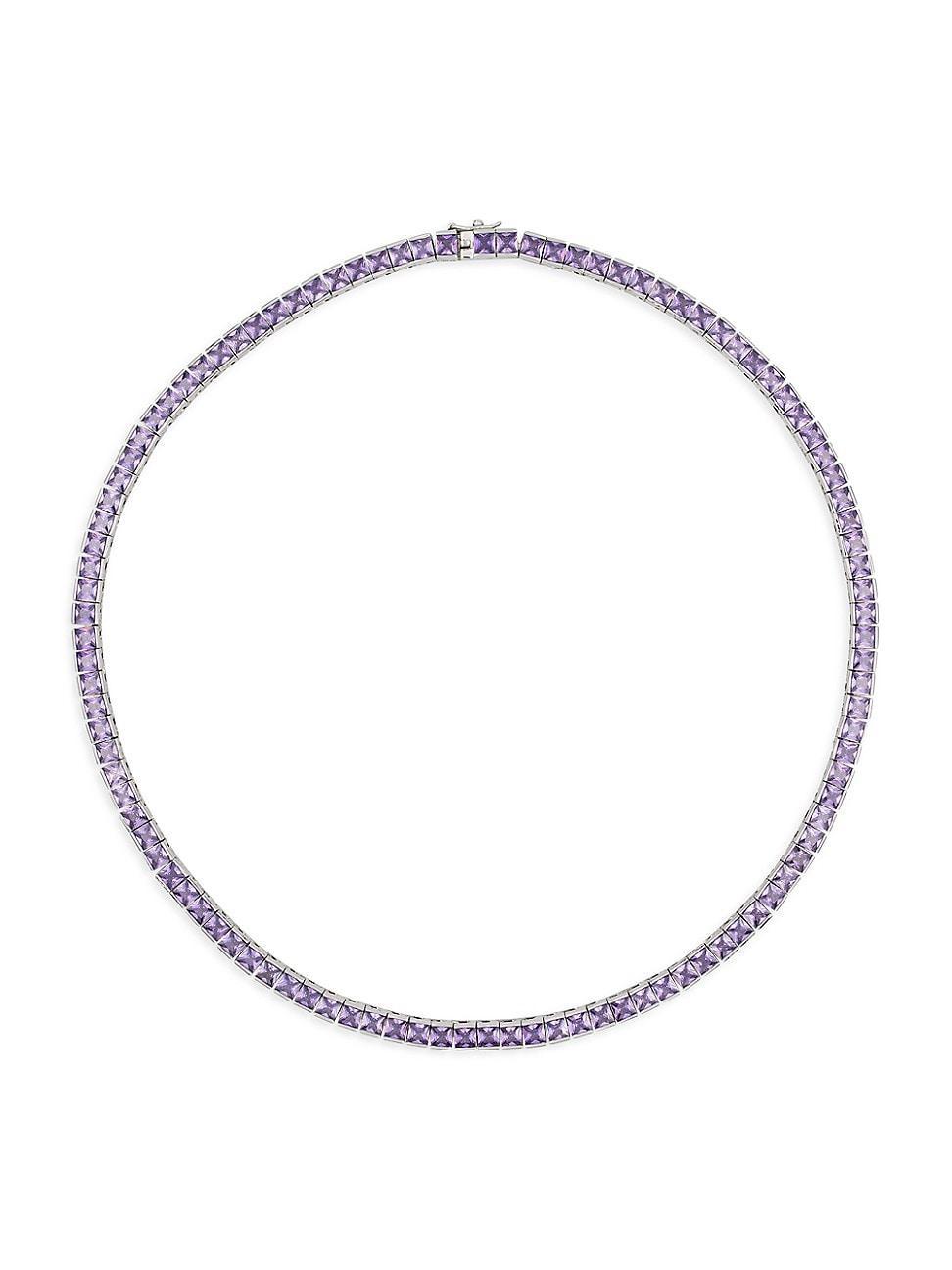 Womens Just The [Un]Ordinary 18K White-Gold-Plated & Cubic Zirconia Tennis Necklace Product Image