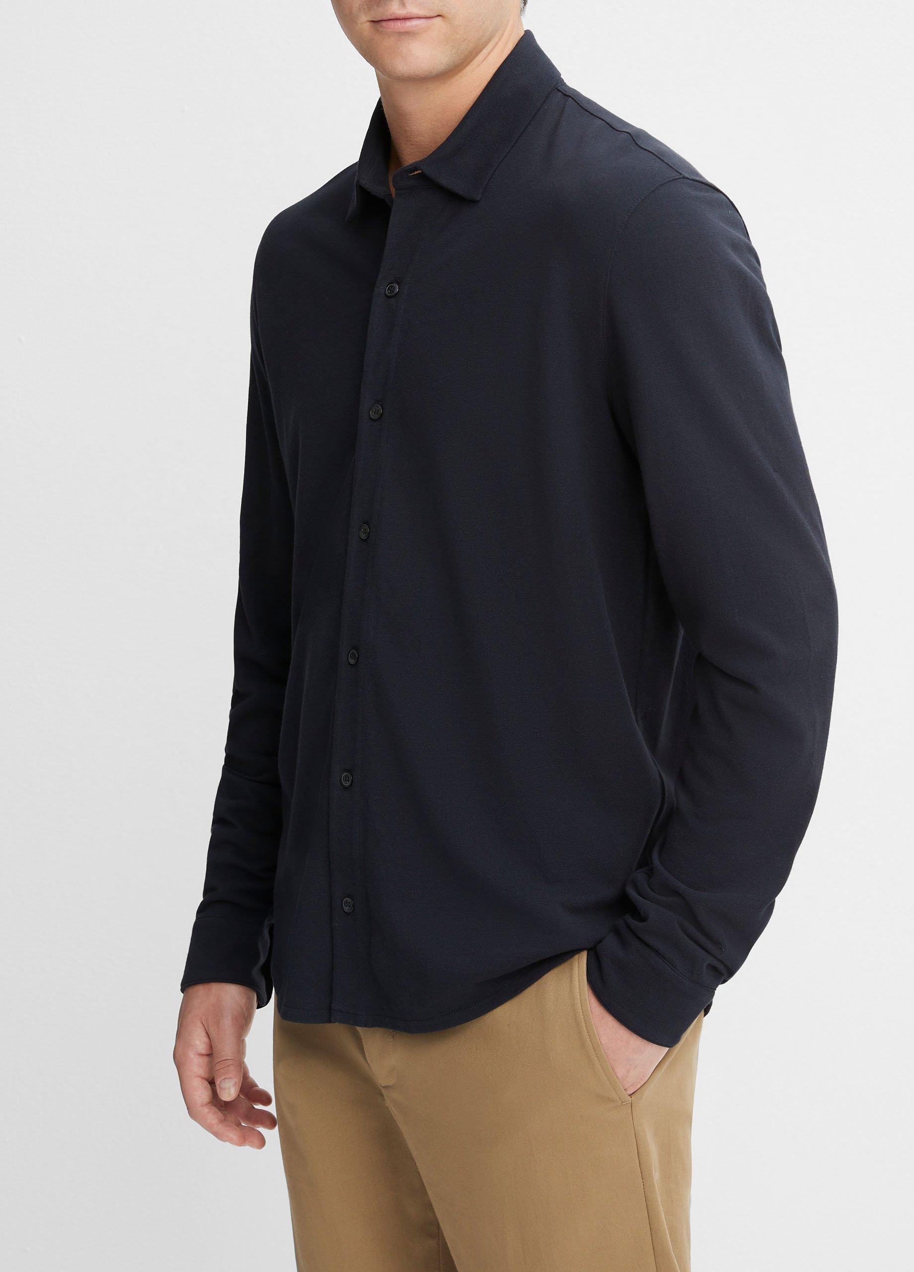 Cotton Piqué Button-Front Shirt Product Image