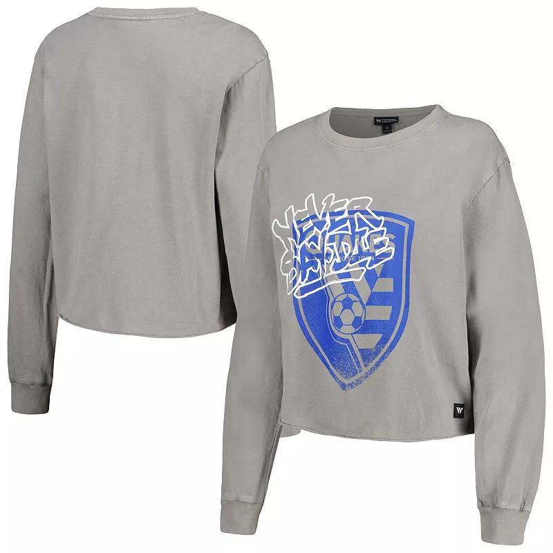 Womens The Wild Collective Gray San Jose Earthquakes Cropped Long Sleeve T-Shirt Product Image