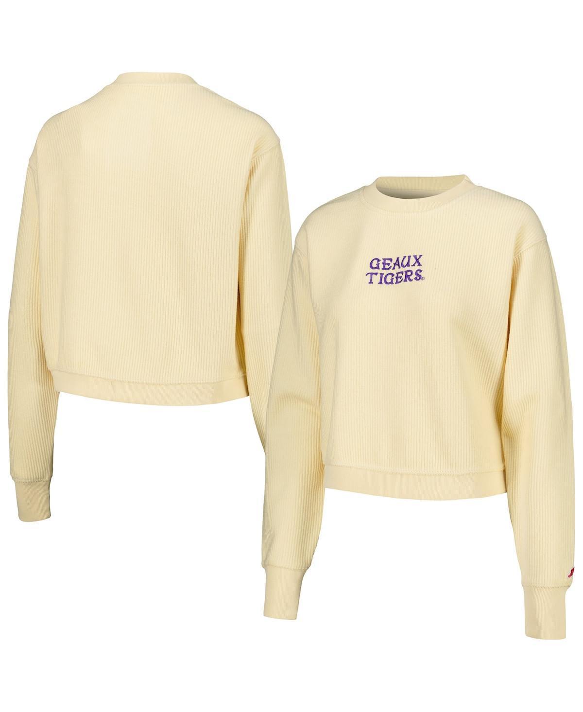 Womens League Collegiate Wear Cream LSU Tigers Timber Cropped Pullover Sweatshirt Product Image