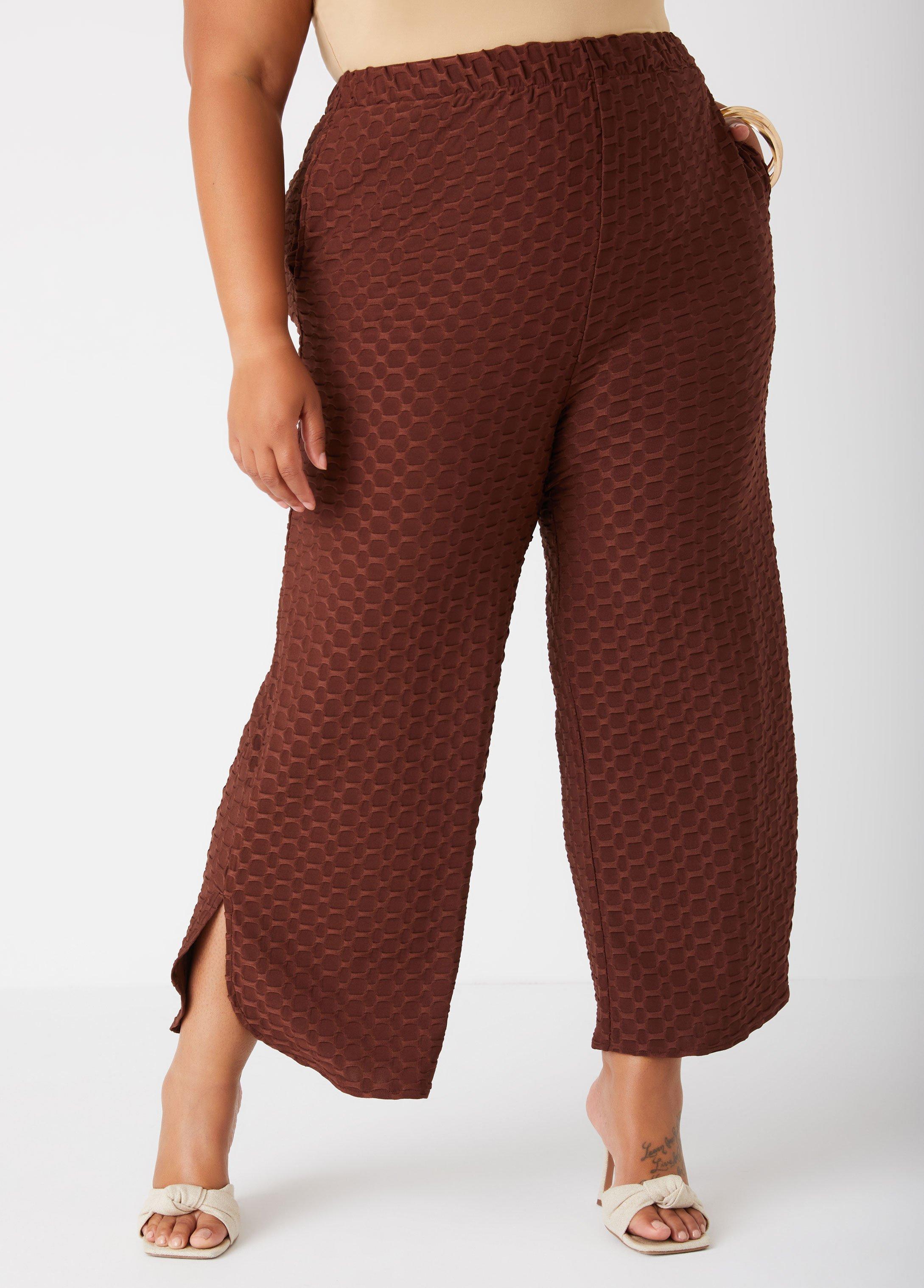 Plus Size Honeycomb Knit Wide Leg Pants Ashley Stewart Product Image