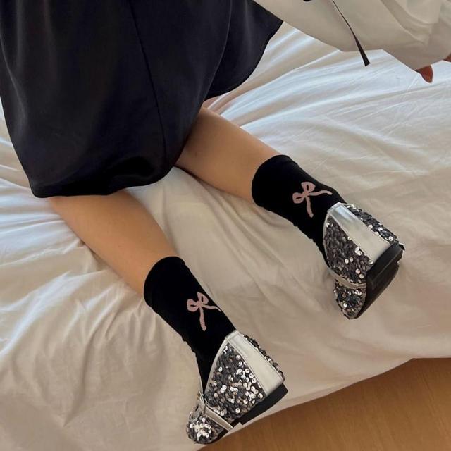 Bowknot Print Crew Socks Product Image