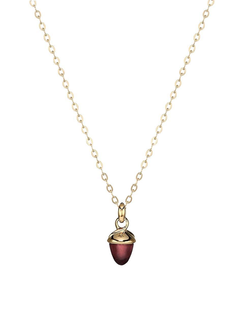 Womens My Mikado 18K Yellow Gold & Rose Tourmaline Acorn Pendant Necklace Product Image