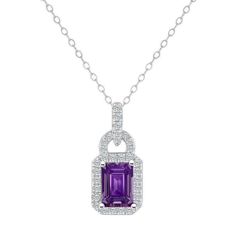 Celebration Gems Sterling Silver Amethyst & White Topaz Accent Pendant Necklace, Womens Purple Product Image