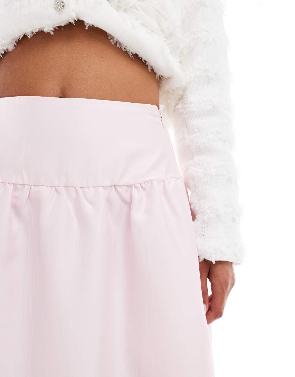 Sister Jane drop hem midaxi skirt in powder pink - part of a set Product Image