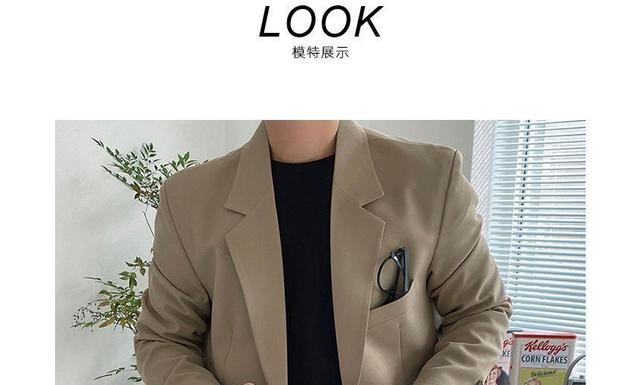 Notch Neck Plain Single Breasted Blazer Product Image