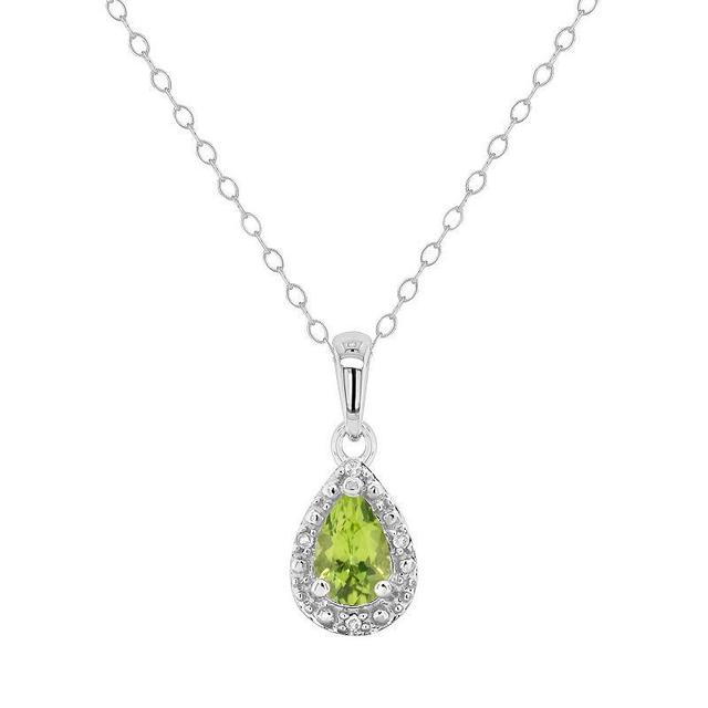 Celebration Gems Sterling Silver Pear Shaped Diamond Accent Frame Pendant Necklace, Womens Red Product Image