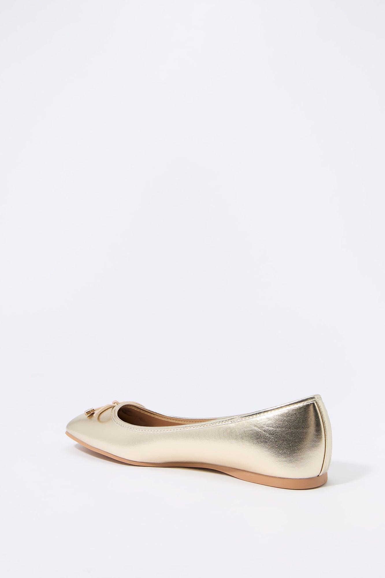 Metallic Bow Ballet Flat Female Product Image