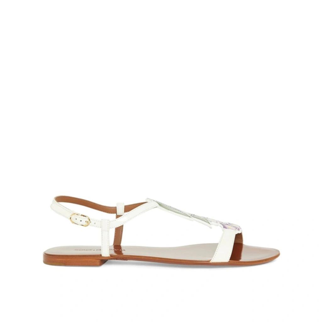 DOLCE & GABBANA Leather Sandals In White Product Image