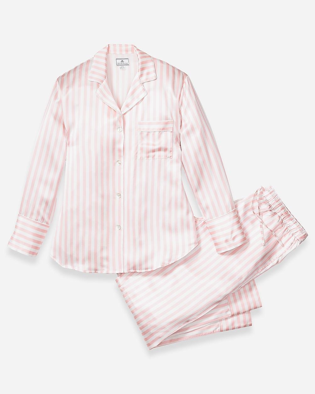 Petite Plume™ women's pajama set in mulberry silk stripe Product Image