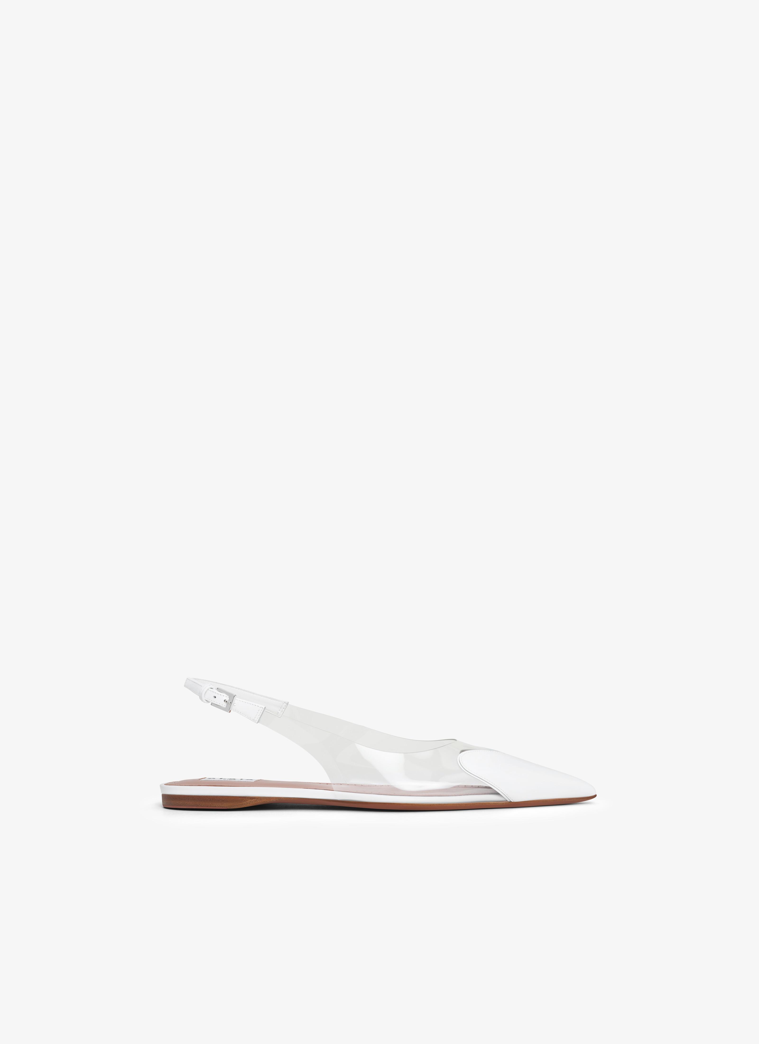 White LE CŒUR FLAT SLINGBACKS IN PATENT CALFSKIN Product Image