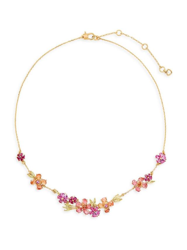 Womens Goldtone, Cubic Zirconia & Glass Crystal Tropical Flower Necklace Product Image