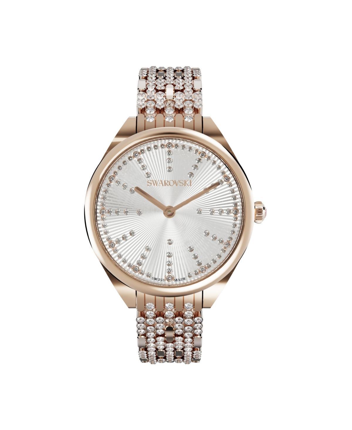 Swarovski Womens Attract Watch Champagne and Champagne White Physical Vapor Deposition Stainless Steel Bracelet Watch 36 mm x 30 mm - Gold- Product Image