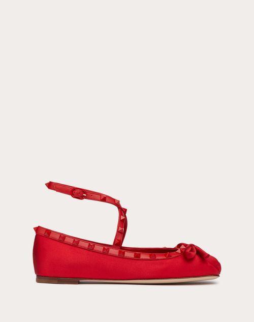 ROCKSTUD SATIN BALLERINAS WITH TONE-ON-TONE STUDS Product Image