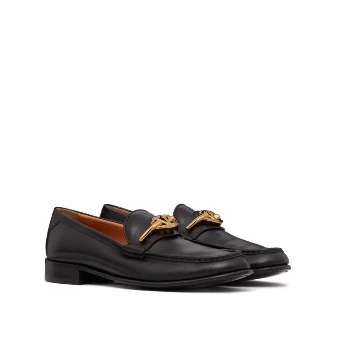 VALENTINO GARAVANI Black Vlogo Signature Calfskin Loafers Product Image