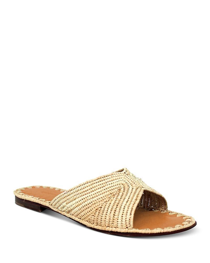 Woven Raffia Flat Slide Sandals Product Image
