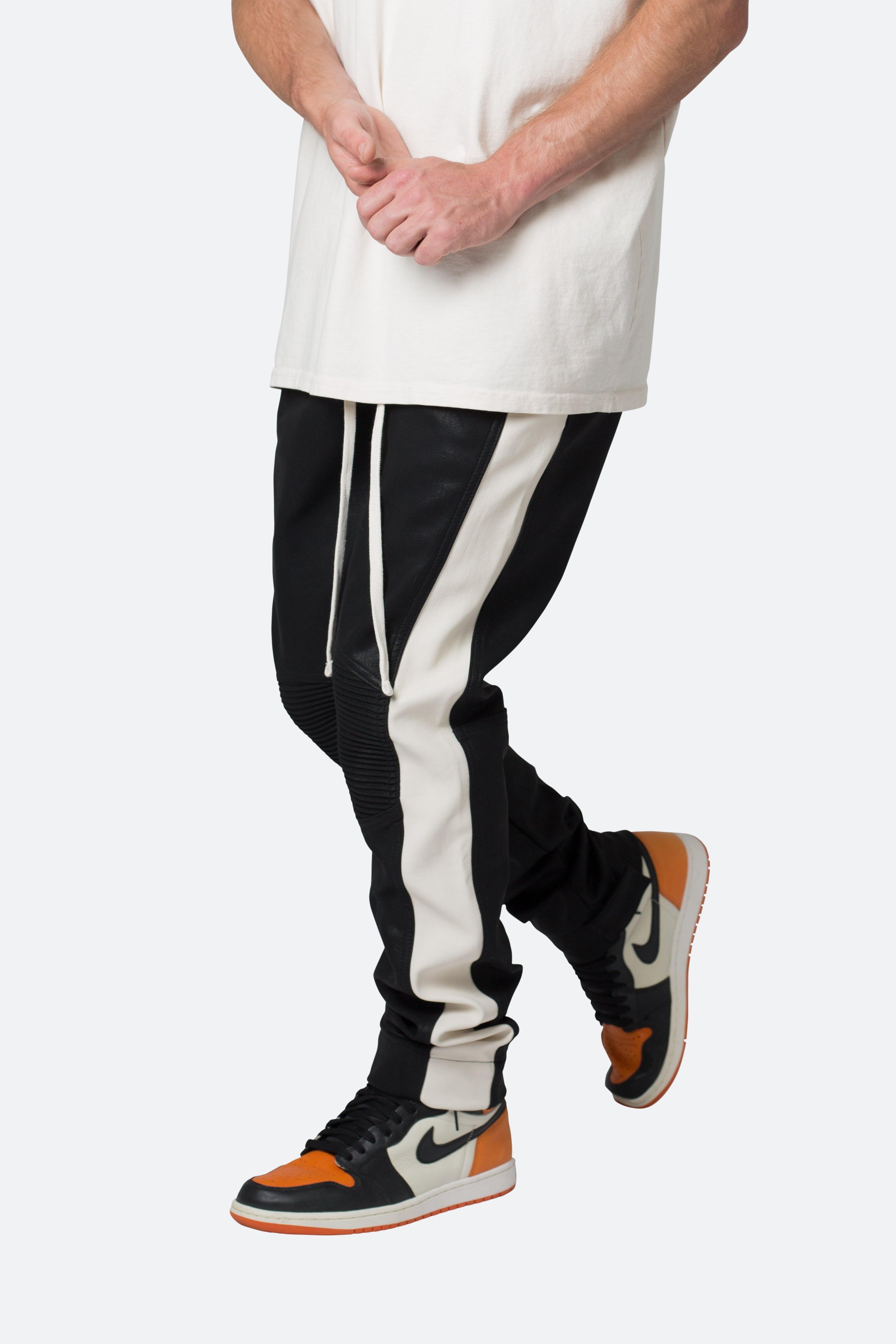 Leather Moto Pants - Black/White Product Image