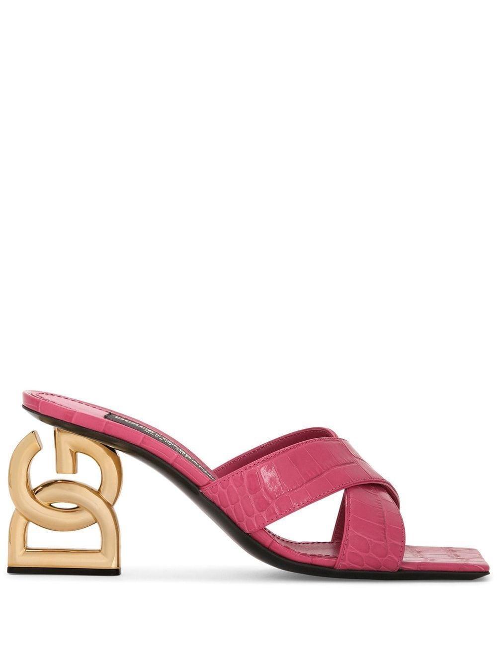 DOLCE & GABBANA Mules Mit Kroko-effekt In Red Product Image