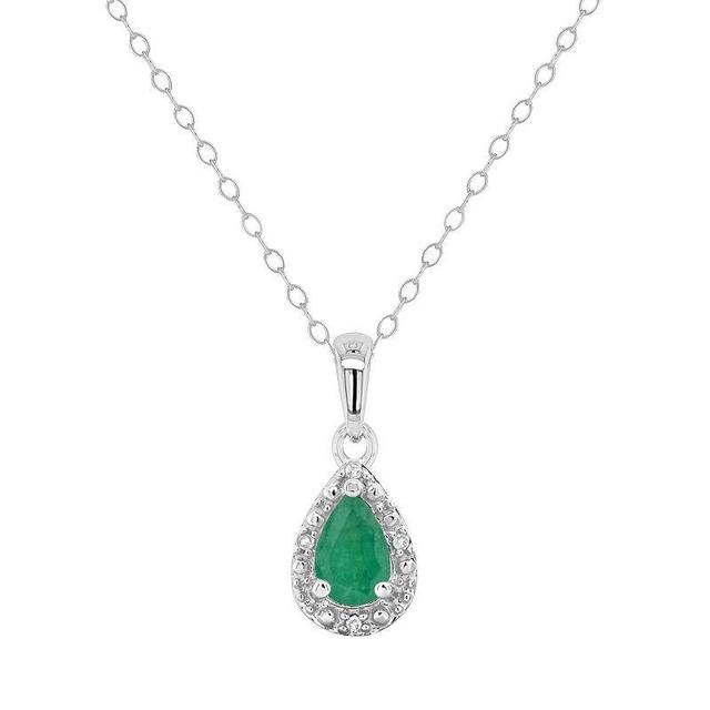 Emerald (3/8 ct. t.w.) and Diamond Accent Pendant Necklace in Sterling Silver Product Image