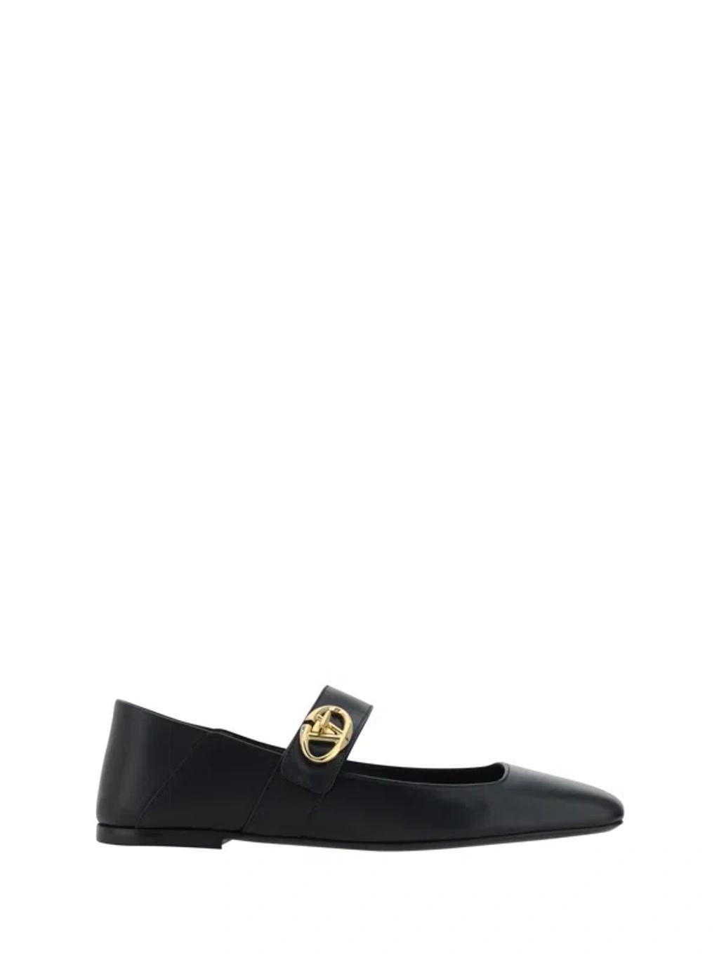 Vlogo Leather Mary Jane Ballerina Flats In Black Product Image