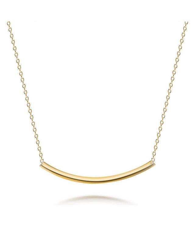 Bling Jewelry Minimalist Delicate Thin Sideways Horizontal Round Tube Curved Bar Slide Pendant Necklace For Women Gold Plated Sterling Silver Product Image