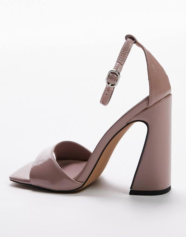 Topshop Fliss two part heeled sandal in blush Product Image