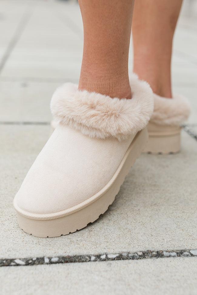 Rowe Light Beige Platform Fuzzy Slipper Product Image