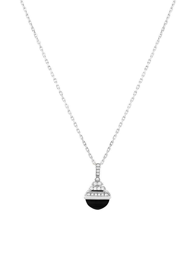 Womens Cleo 18K White Gold, Diamond & Black Onyx Pendant Necklace Product Image