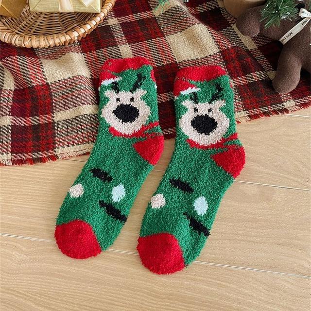 Christmas Cartoon Fleece Socks Product Image