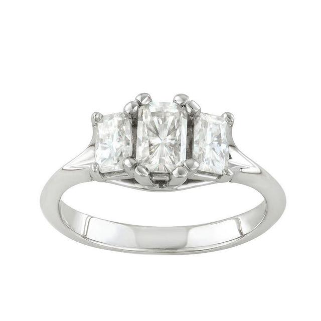 Charles & Colvard 1.36 Ct. T.w. Lab Created Moissanite Three Stone Ring In 14K White Gold, 9 Product Image