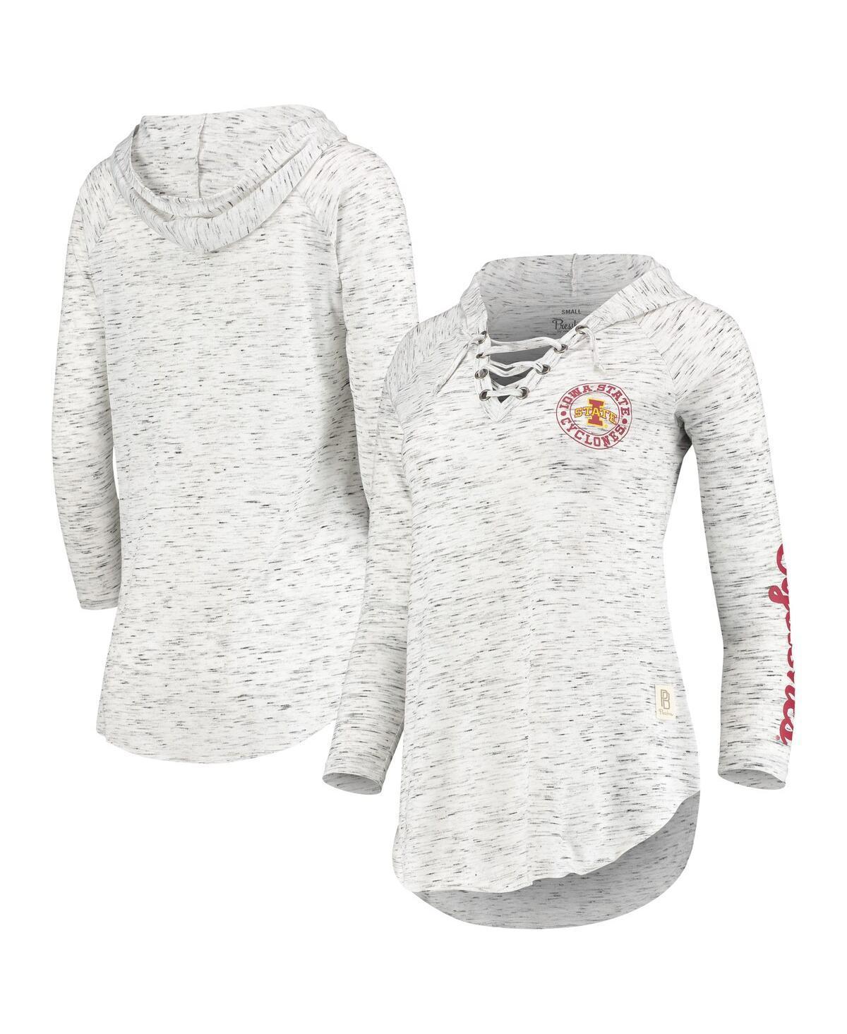 Womens Pressbox Gray Iowa State Cyclones Space Dye Lace-Up V-Neck Long Sleeve T-Shirt Product Image