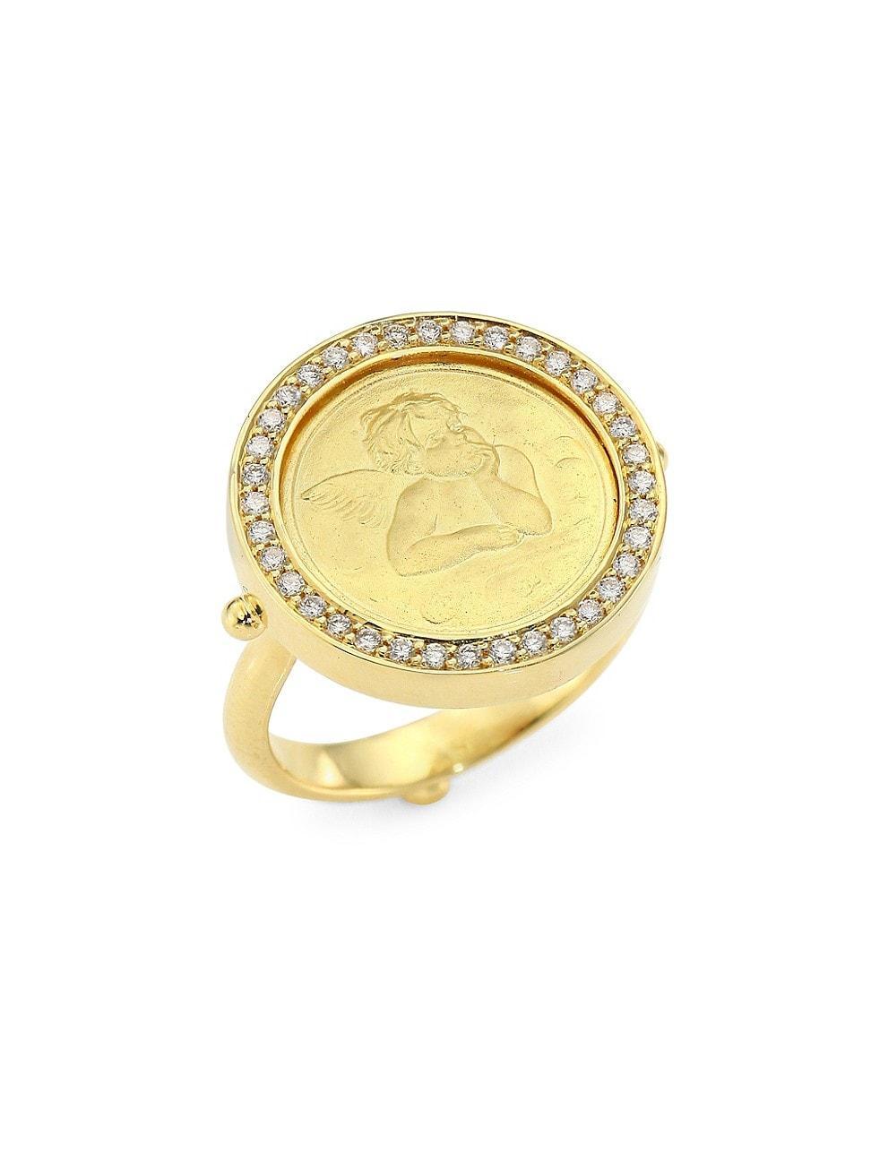 Womens Diamond & 18K Gold Angel Ring Product Image