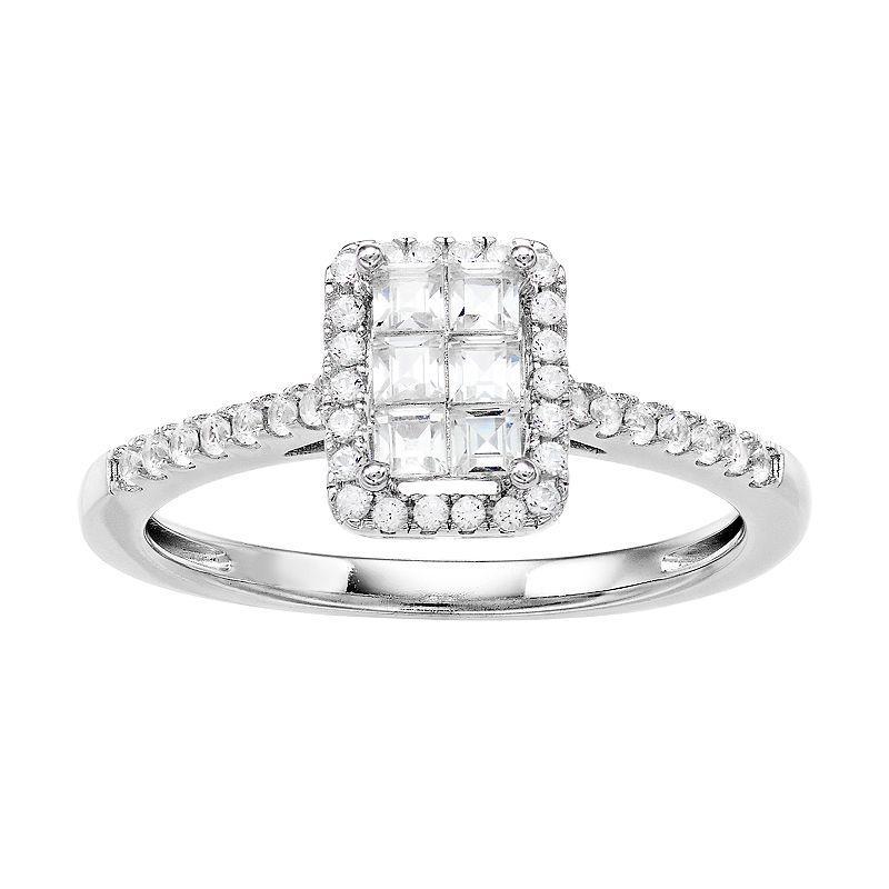 14k White Gold 1/2 Carat T.W. Diamond Cluster Ring, Womens Product Image