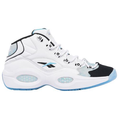 Reebok Mens Allen Iverson Question Mid Anuel Double Toe - Shoes Black/White/Blue Product Image