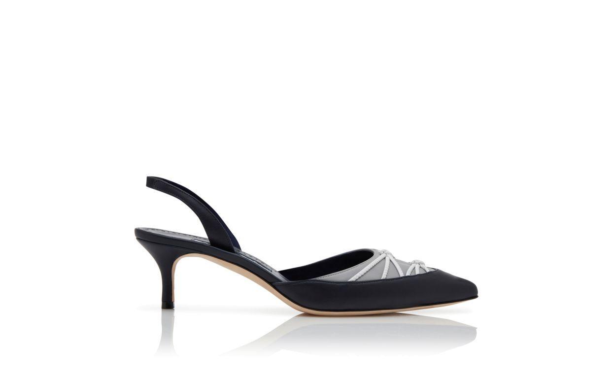 MARETSLI Navy Blue Nappa Leather Slingback Pumps Product Image