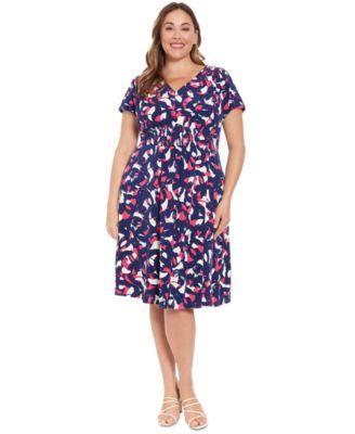 Plus Size Printed Smocked-Front Dress product image